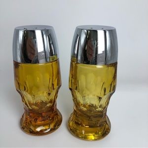 Vintage Anchor Hocking Amber Glass Salt And Pepper Shakers